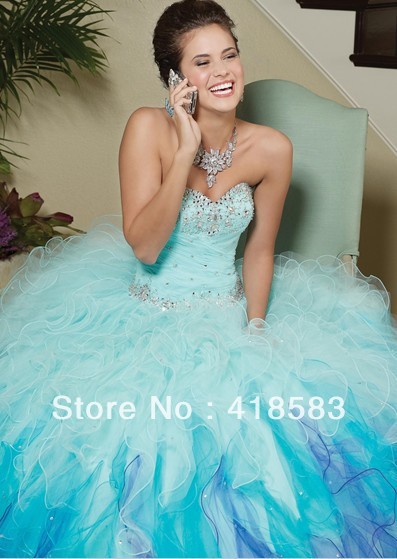 New Arrival Noble Sequin Floor length Quinceanera Dresses Ball Gown Multicolor Sweetheart Organza Formal Gown