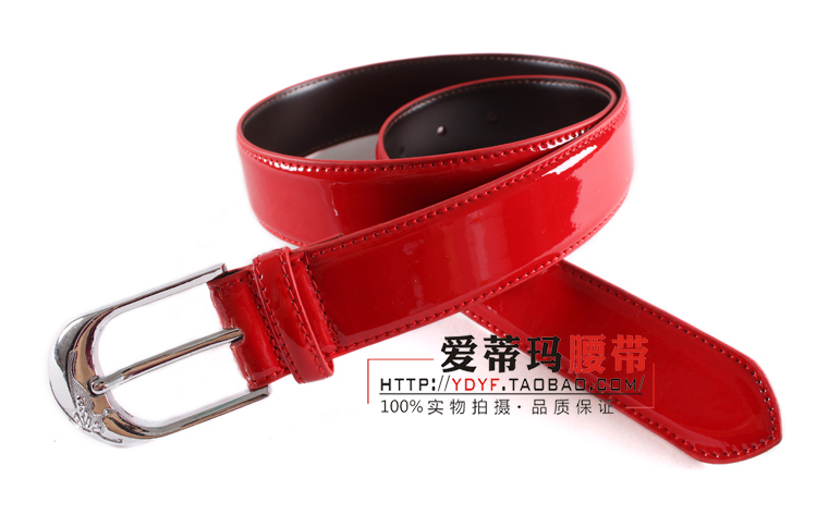 New arrival pin buckle japanned leather strap Women fashion thin belt decoration red genuine leather strap Women