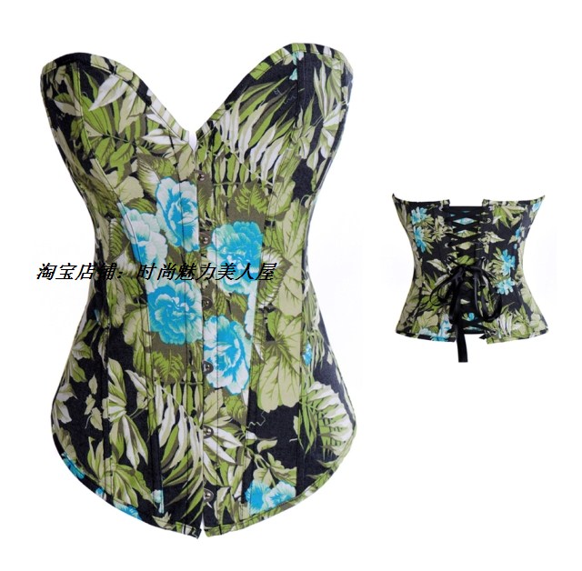 New arrival plant pattern fresh natural gothic shapewear tight-fitting vest 8966