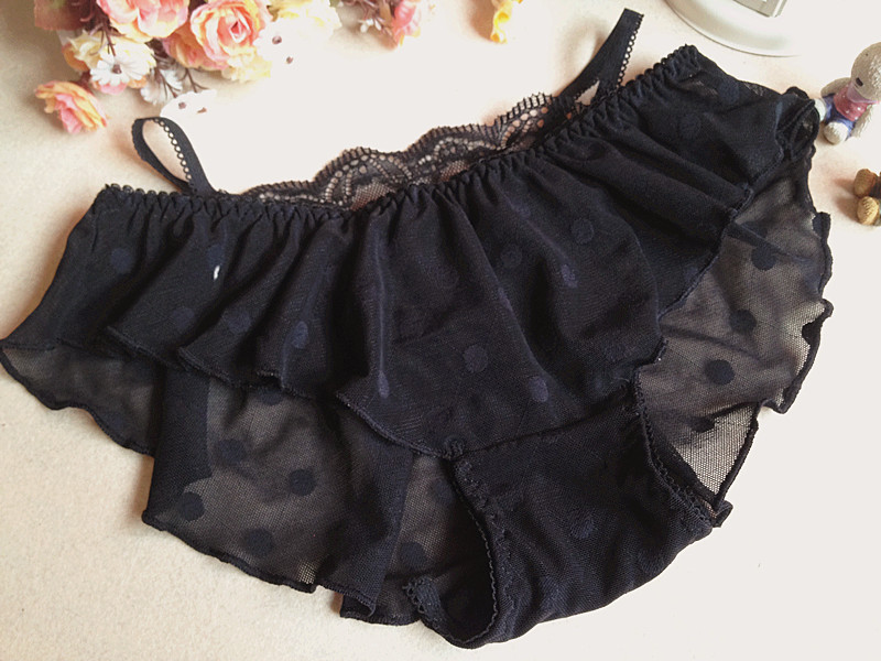 New arrival popular faux two piece women's lace transparent 100% cotton low-waist sexy panties