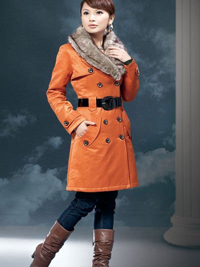 New arrival pretty designer  OL style and fashion women outerwear and jacket coat with fur collar and  free shipping