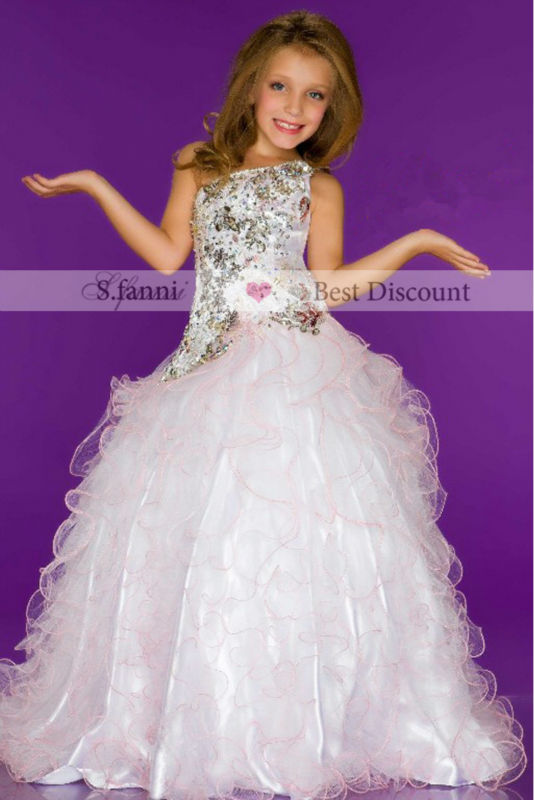 New Arrival Princess Beading One Shoulder Girl's Party dress Children's Formal Dress Free Shipping