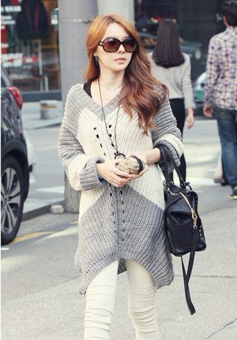 New Arrival Product 2012 Fashion Korean Style Women Pullover Sweater Knitting Female Loose Casual Long Sleeve Stripe WS1706