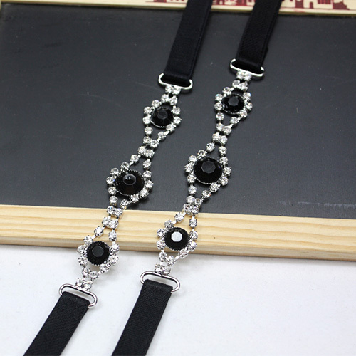 New arrival quality black crystal series of rhinestone round diamond sexy elegant double-shoulder shoulder strap