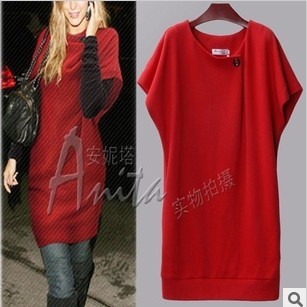 New arrival red hot-selling women's dress fashion star style fashion loose plus size