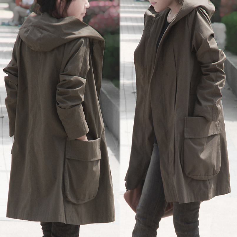 New arrival sano loose plus size casual with a hood high quality trench