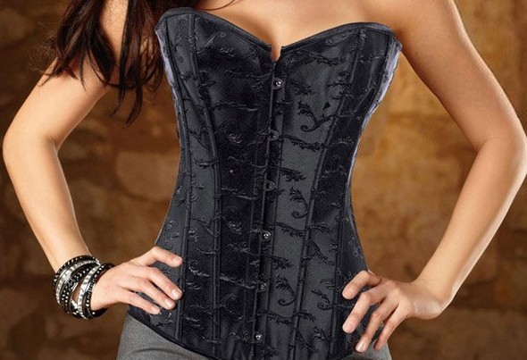 New arrival,sexy women's underwear black dobby boned lace up corset bustier bodyshaper S-2Xl