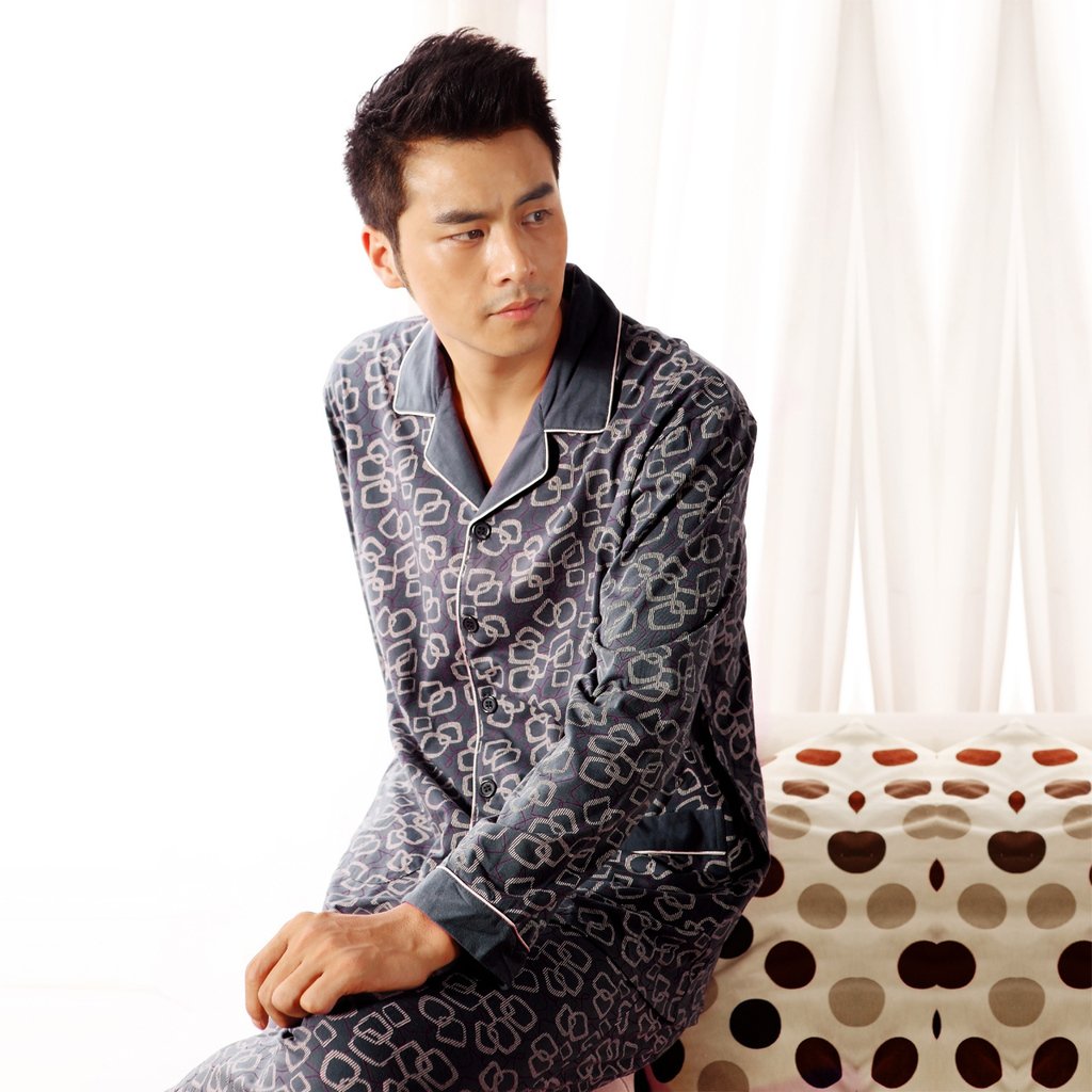 New arrival sleepwear lounge male spring and autumn summer knitted cotton long-sleeve at home service set single nobility