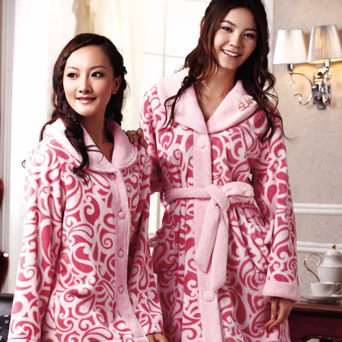 New arrival sleepwear women's sweet thickening coral fleece sleepwear lounge set 85370