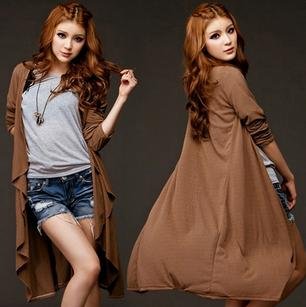 New Arrival Soft Long Style Cardigan Trench Long Sleeve Spring/Autumn Black Coffee Cotton Fashion Lady