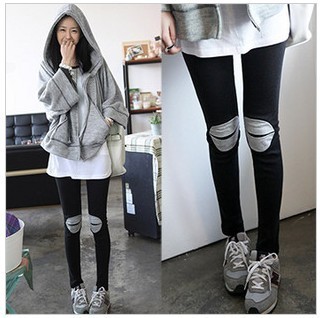 New arrival solid color jack purcell knee patch legging 9 socks hole 100% cotton