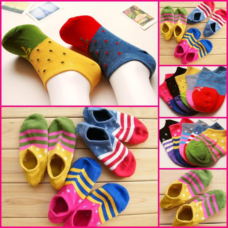 New arrival South Korea's cute flag navy shaped bow pentacle Polka Dot socks women for four seasons A133