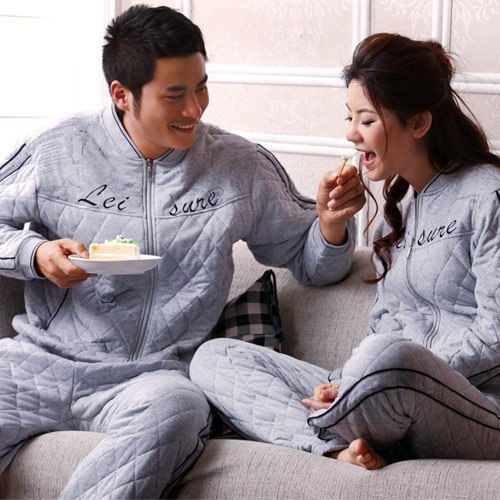 New arrival sports casual lovers set cotton-padded sleepwear cotton-padded jacket 85665