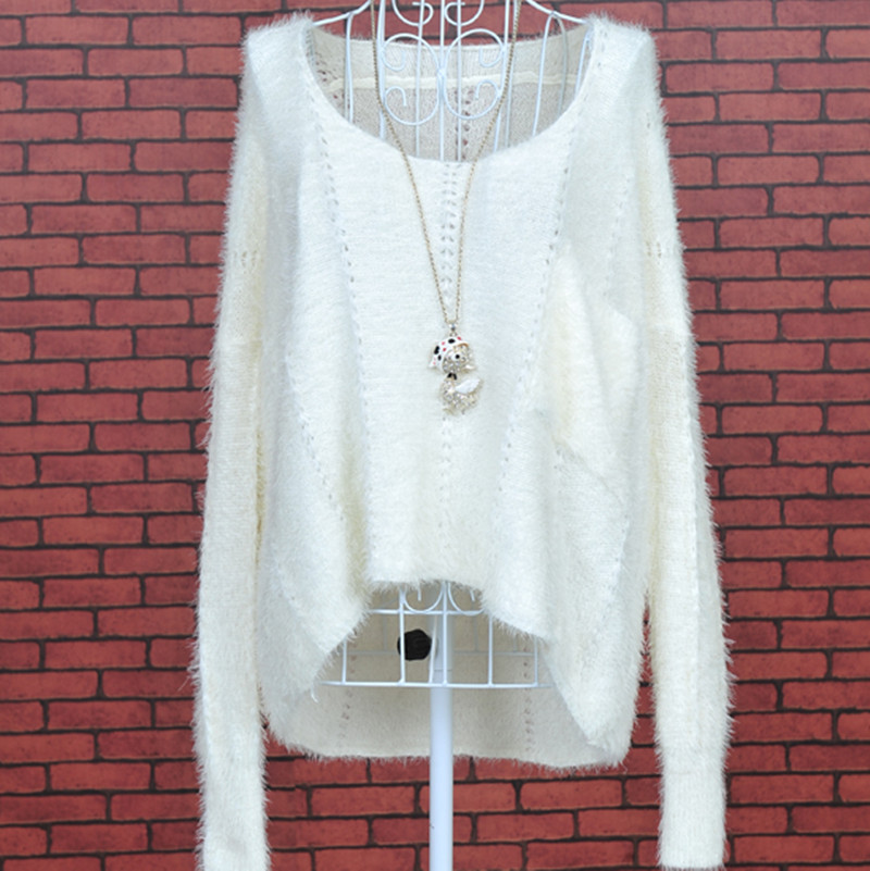 New arrival spring 2013 down loose batwing shirt cutout low collar sweater outerwear