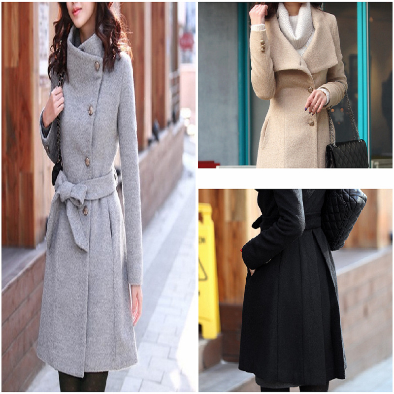 New Arrival Spring Gentlewomen Woolen Overcoat Trench Overcoat