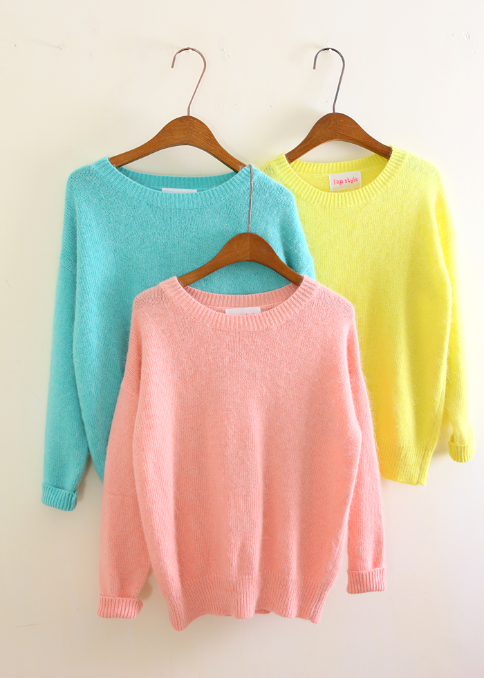 New arrival! style ice cream top long soft rabbit fur pullover sweater a250 free shipping