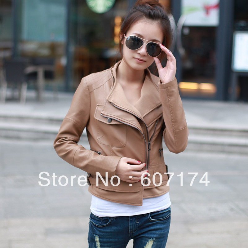 New arrival Stylish women PU leather jacket fashion motorcycle short design slim women's leather jacket High quality!!!