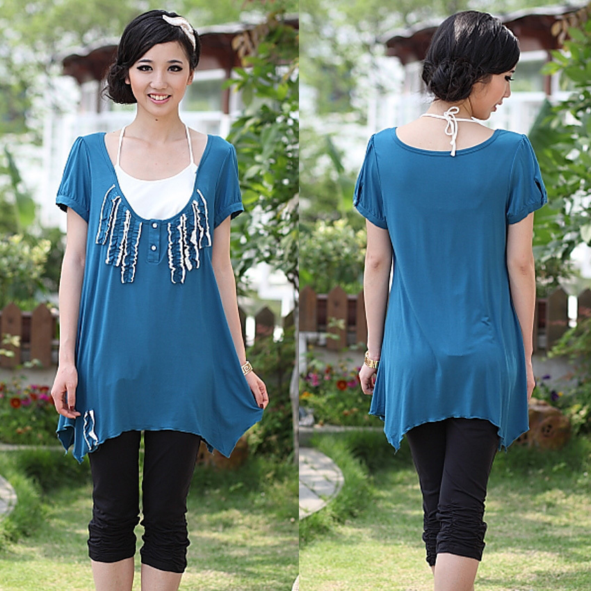 New arrival summer maternity top faux two piece comfortable maternity t-shirt ds020617