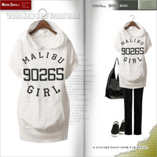 New arrival summer maternity top maternity t-shirt plus size with a hood letter short-sleeve T-shirt