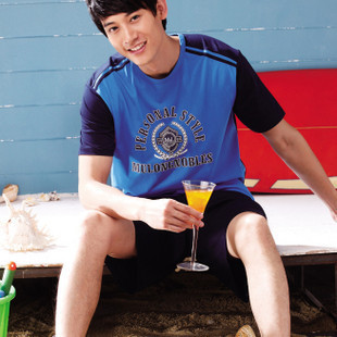 New arrival summer men's knitted cotton short-sleeve shorts twinset lounge 91103