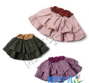 New Arrival Three Color Fashion Girls Summer Skirts Rose Flower Belt Moveable Kids Skirts Girls Wear Children skirts 5pcs/lot