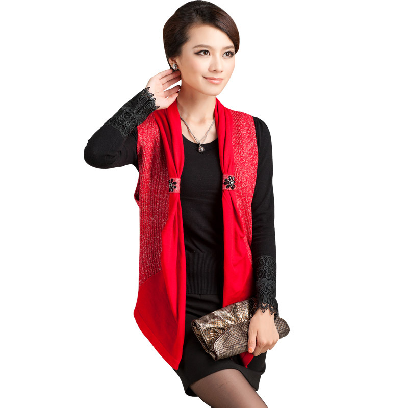 New arrival top women's autumn slim sweater sleeveless cardigan