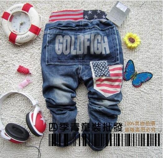 New arrival USA flag children kids unisex JEANS pants trousers 4-9years 100%COTTON Best gifts