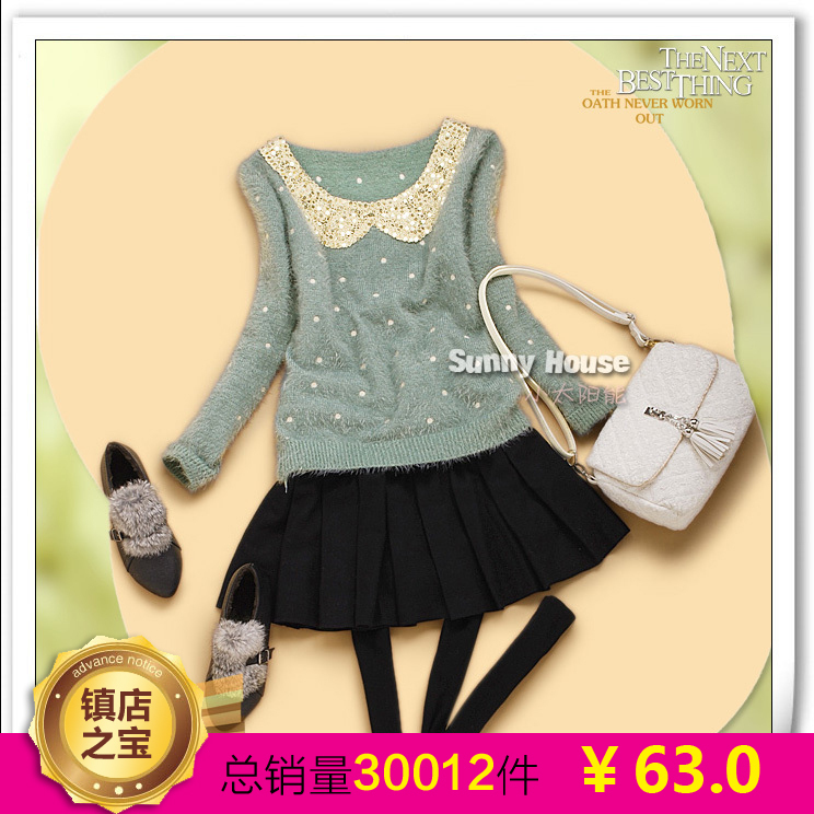 New arrival Wholesale Colors Fashion Lady Women Spring 2013  polka dot knitted mohair  slim sweater outerwear A8