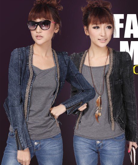 New arrival Wholesale Korean fashion new arrival 2012 Casual outwear ladies jeans jackets women coat free shipping