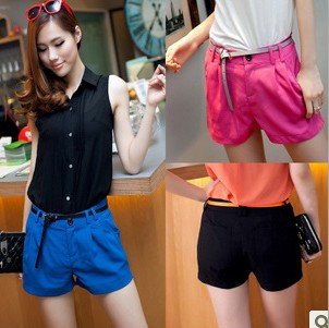 New arrival Wholesale Korean fashion women short pants summer shorts with belt 3colors pants super price