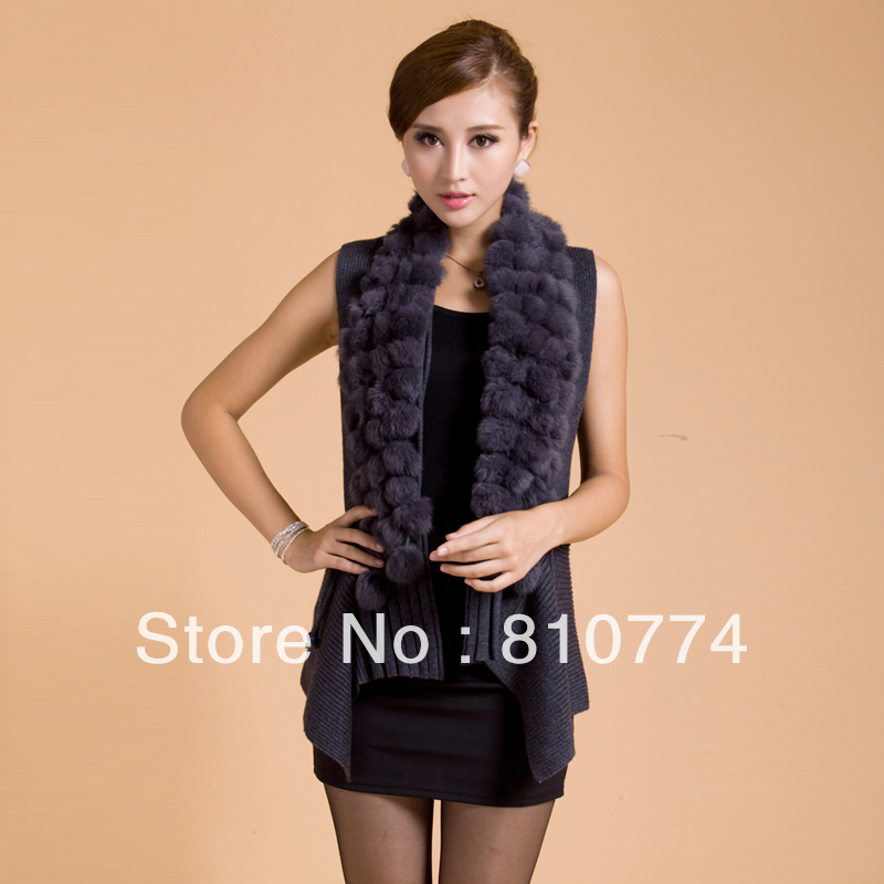 New arrival winter new arrival fur vest elegant fur collar sweater outerwear sweater