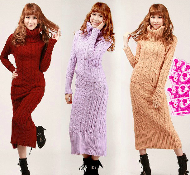 new arrival winter & Spring slim long  basic sweater dress full-length dresscasual 6Colors Free shipping
