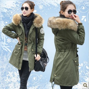 New Arrival Winter Women Big Fox Fur collar Wash cotton Thick Coat cotton Paddd Down jacket Thermal Korea Outerwear QY13011008