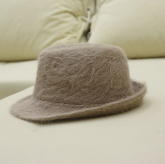 New arrival winter Women fashion rabbit fur fedoras roll-up hem bucket hats jazz hat women's black