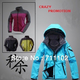 New arrival woman winter jacket Outdoor sport coat ladies Waterproof windproof 3 layers 2in1 hoodies high quality free shipping