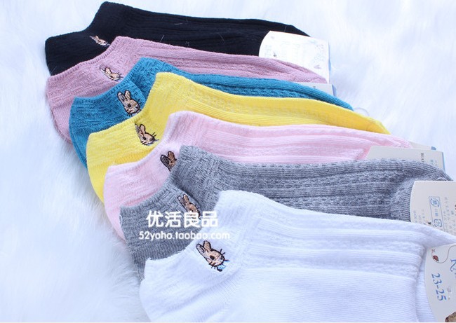 new arrival women's 100% cotton spring and summer thin sock slippers sock cartoon embroidery socks