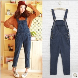 New arrival women's autumn and winter handsome suspenders jeans denim trousers y9025