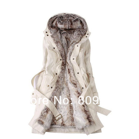 New arrival women's casual winter warm long fur coat jacket wool liner thickening overcoat trench free shippping AMWT-082