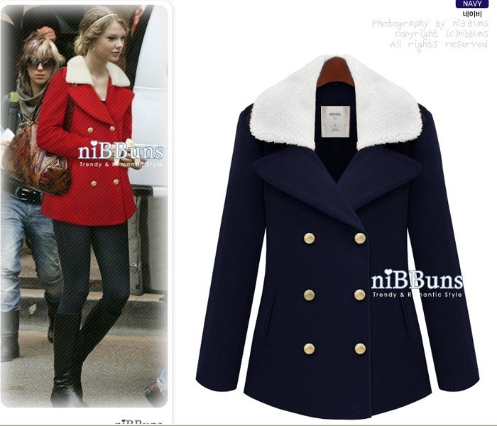 New arrival  women's double-breasted  fur  collar Jacket warm coat for winter free shipping