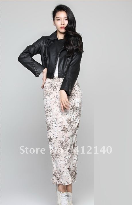 New Arrival Women's Faux Leather Jacket/motorcycle Biker PU Lapel Coat/Turn-down collar oblique zipper Outerwear Free shipping