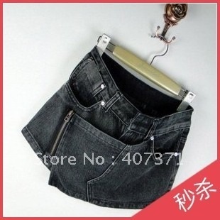 New arrival women's new arrival personality zipper denim short culottes denim shorts culottes