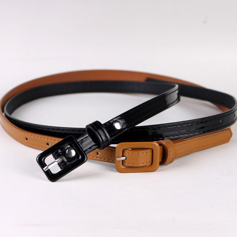 New arrival women's thin belt sewing thread leather bag buckle decoration strap waist of trousers belt black all-match