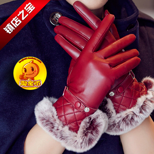 New arrival women's winter genuine leather gloves rex rabbit hair lady short design sheepskin gloves free shipping