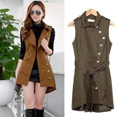New arrival women sleeveless trend fashion nice style coat with a belt ladies mix match trench one-piece dress WC1346