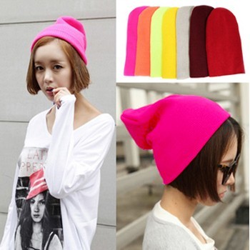 New arrival yoyo2012 autumn and winter neon color line cap yarn knitted hat male Women hat