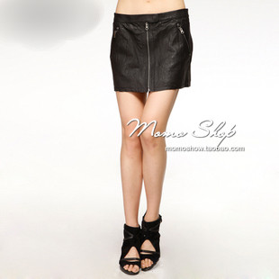 New arrival zipper decoration genuine leather short skirt a-line leather skirt half-length skirt