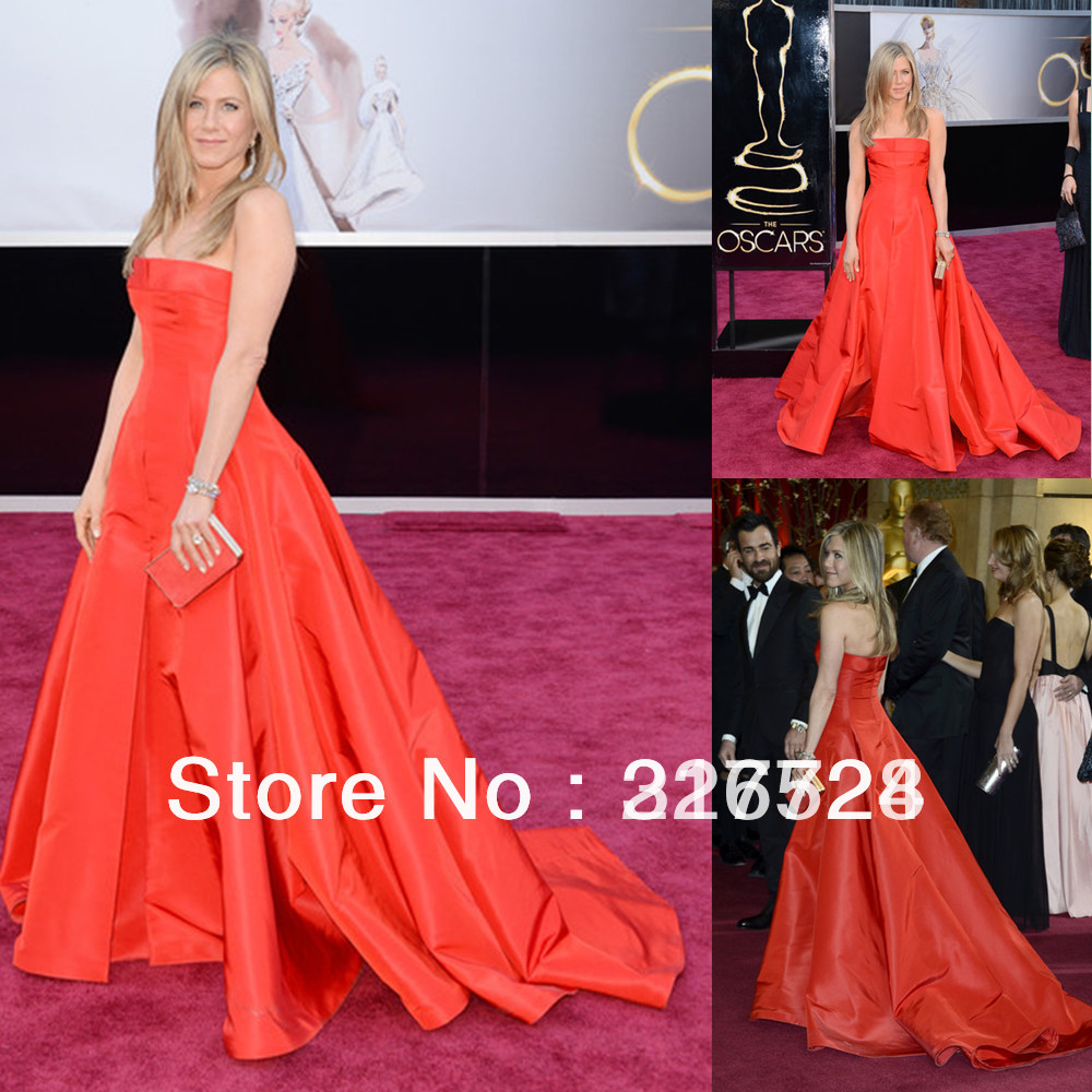 New Arrivals Ball gown Floor length With Court Train Jennifer Aniston's academy awards red carpet dresses Celebrity Dress AC03