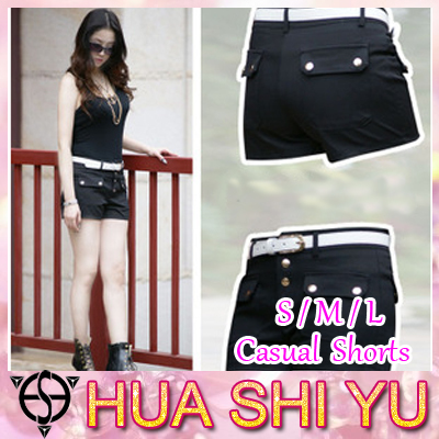 New arrivals Korean style Black all-match Skinny Casual Shorts  for womens YWR-10001