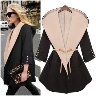 New arrivals Solid Newest Formal OL Spring Winter Big Collar Outwear Trench Coat Polyster With Sashes Women's Jacket WC1758