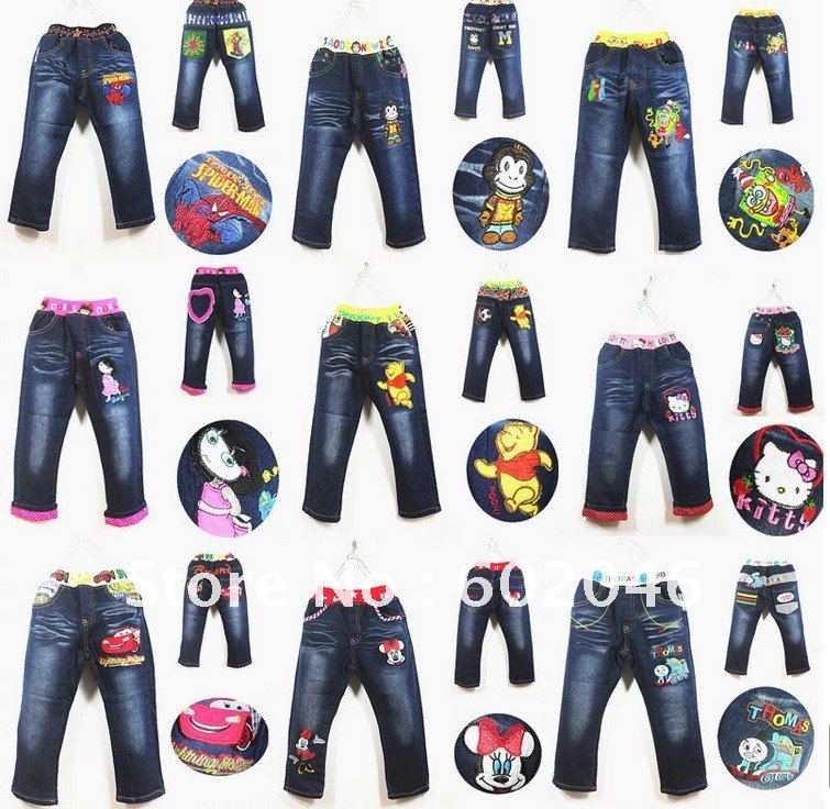 New arrive!5pcs/lot  children's new cartoon jeans a variety of cowboy pants+free shipping